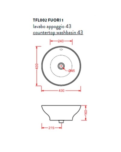 Раковина 43x43 см Artceram Fuori 1 TFL002 01 00 bix0