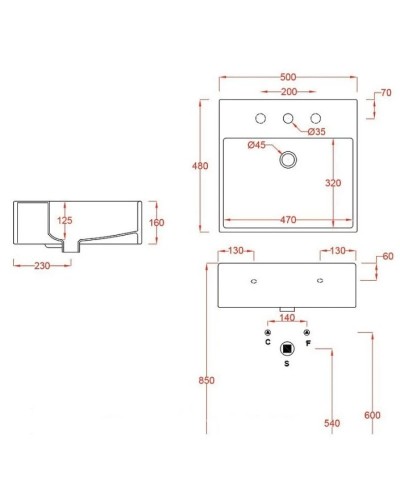 Раковина 50х48 см Artceram Quadro QUL002 01 00 bi