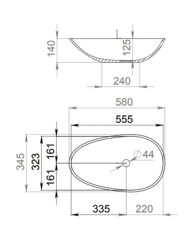 Раковина 58x34,5 см Salini S-Sense Paola 1101101G