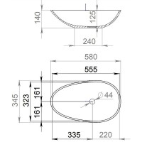 Раковина 58x34,5 см Salini S-Stone Paola 1101201SM