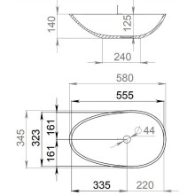 Раковина 58x34,5 см Salini S-Stone Paola 1101201SM