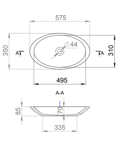 Раковина 57,5x35 см Salini S-Stone Callista 02 1101202SM