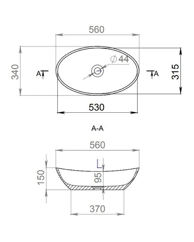 Раковина 56x34 см Salini S-Sense Noemi 1101103G