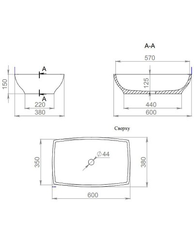 Раковина 60x38 см Salini S-Stone Gloria 04 1102204M