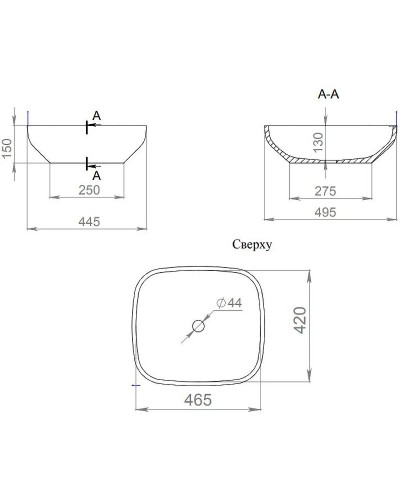 Раковина 49,5x44,5 см Salini S-Stone Gloria 08 1102208M