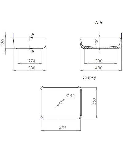 Раковина 47,5x37,5 см Salini S-Stone Gloria 09 1102209M