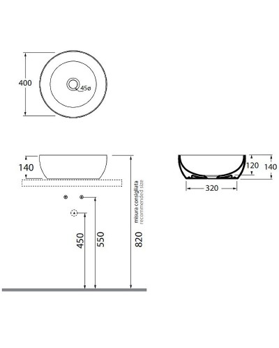 Раковина-чаша Azzurra Elegance Circle 40 ELLA040140C0BI/(ECI40 bi)x0 Белая