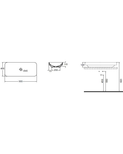 Раковина-чаша Azzurra Elegance Soft 90 ELLG090400S0BI/(ESO90 bi)x0 Белая