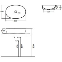 Раковина-чаша Azzurra Elegance Circle 60 ELLA060400C0BI/(ECI60 bix0) Белая