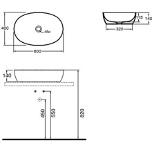 Раковина-чаша Azzurra Elegance Circle 60 ELLA060400C0BI/(ECI60 bix0) Белая