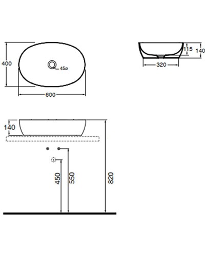 Раковина-чаша Azzurra Elegance Circle 60 ELLA060400C0BI/(ECI60 bix0) Белая