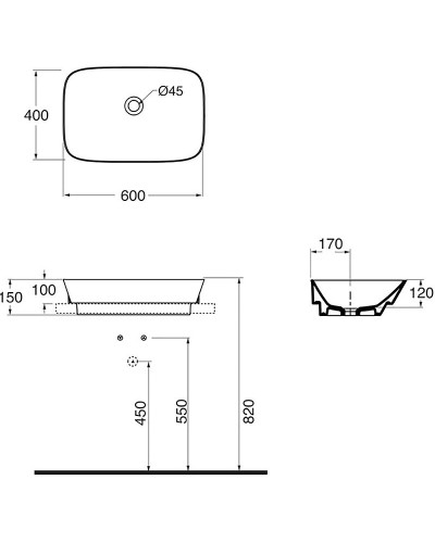 Раковина-чаша Azzurra Prua 60 PRLN06040000BI/(PRU60/IN bi)x0 Белая