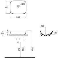 Раковина-чаша Azzurra Prua 50 PRLN05040000BI/(PRU50/IN bi)x0 Белая