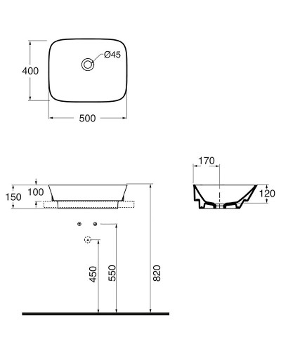 Раковина-чаша Azzurra Prua 50 PRLN05040000BI/(PRU50/IN bi)x0 Белая