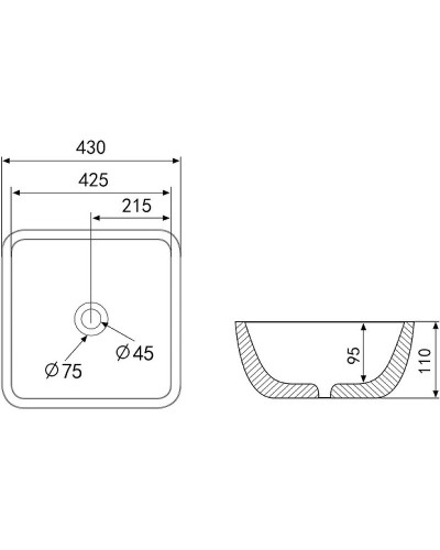 Раковина-чаша Abber Rechteck 43 AC2205 Белая