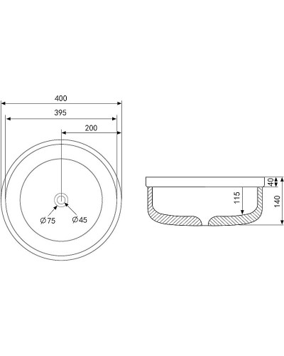 Раковина-чаша Abber Bequem 40 AC2103MB Черная матовая