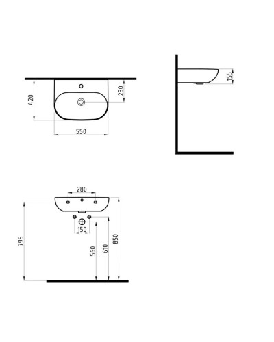 Раковина 55х42 см Bien Vokha MDLS05501FD1B7000K