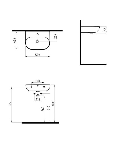 Раковина 55х42 см Bien Vokha MDLS05501FD1W3000
