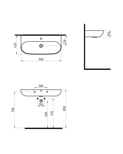 Раковина 90х42 см Bien Vokha MDLS09001FD1B7000