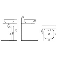 Раковина 42х42 см Bien Motto MTLG04201FD1W3000