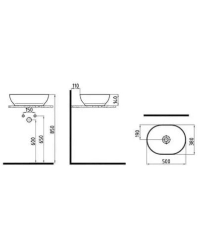 Раковина 50х38 см Bien Motto MTLG05001FD0W3000