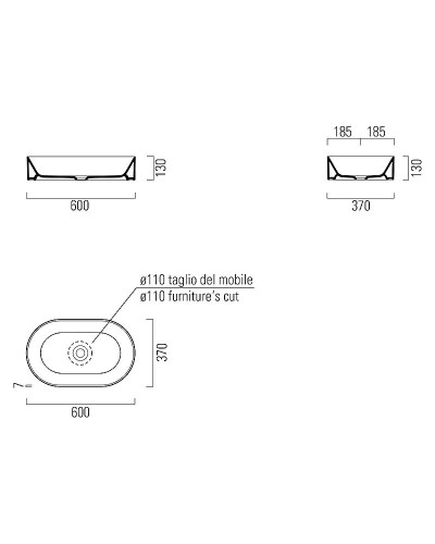 Раковина-чаша GSI Kube X 60 945811 Белая