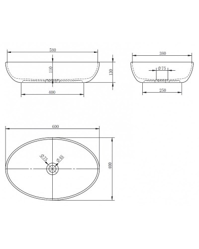 Раковина-чаша Abber Kristall 60 AT2801Onyx Черная