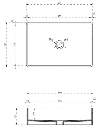 Раковина-чаша Abber Kristall 60 AT2803Onyx Черная