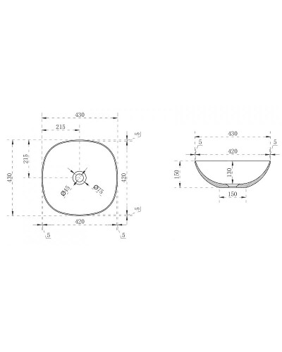 Раковина-чаша Abber Kristall 43 AT2806Opal Коричневый