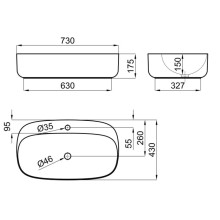 Раковина 73x43 см Noken Arquitect N390000051