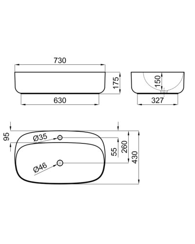 Раковина 73x43 см Noken Arquitect N390000051