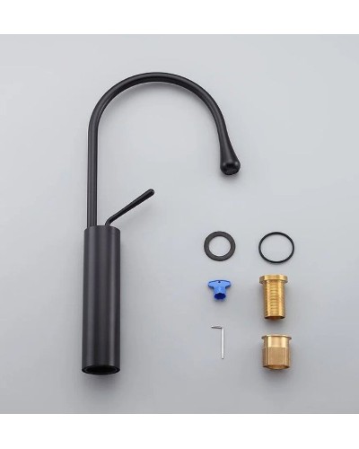 Комплект раковины-чаши Bronze de Luxe 50 1395 со смесителем Scandi 9015B Черная с золотым ободом