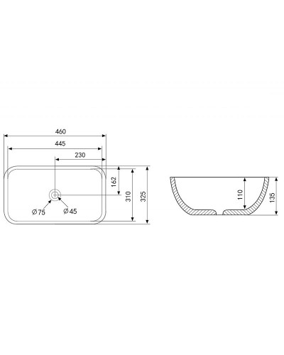 Раковина-чаша Abber Rechteck 46 AC2200GS Серебро