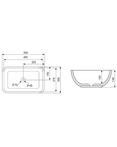 Раковина-чаша Abber Rechteck 50 AC2202MBE Светло-бежевая матовая