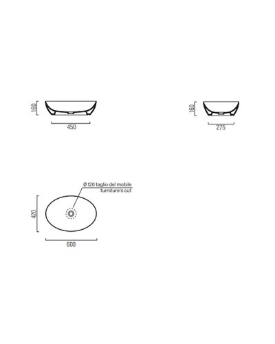 Раковина-чаша GSI Pura 60 884217 Cenere opaco