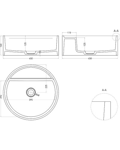 Раковина 45x45 см Salini S-Stone Armonia Top 02 130127M