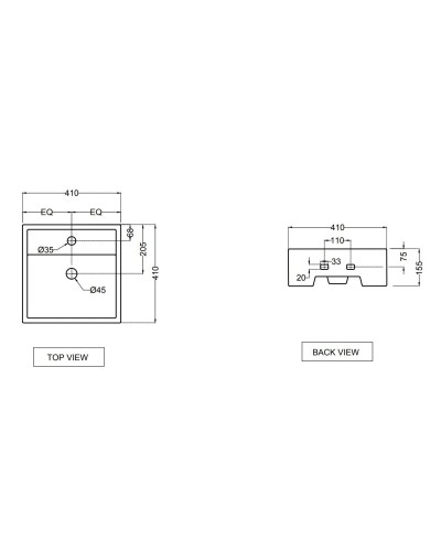Раковина 41x41 см Jaquar Continental CNS-WHT-905