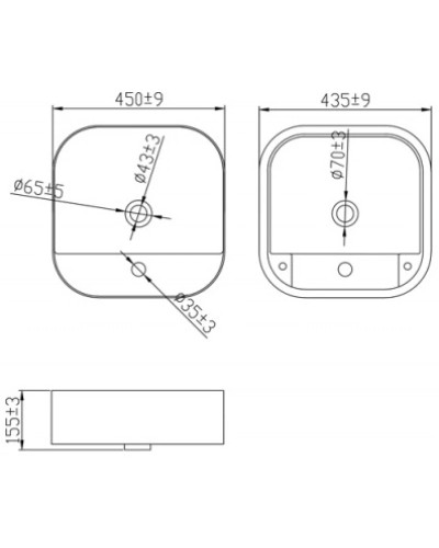Раковина 45х45 см Bravat Source C22286W-1-ENG