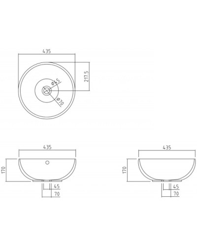 Раковина 43,5х43,5 см Bravat Circle C22283W-ENG