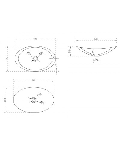 Раковина-чаша Abber Stein 60 AS2606 Белая матовая