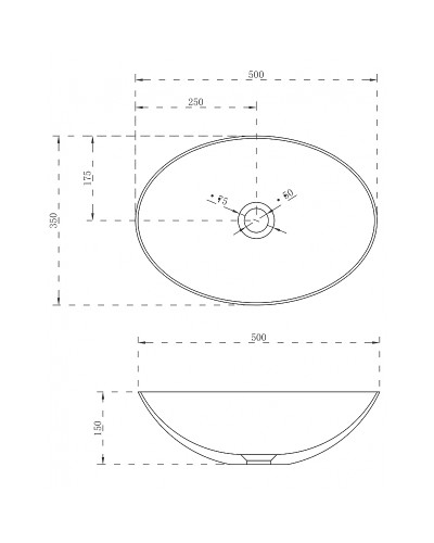 Раковина-чаша Abber Stein 50 AS2609 Белая матовая