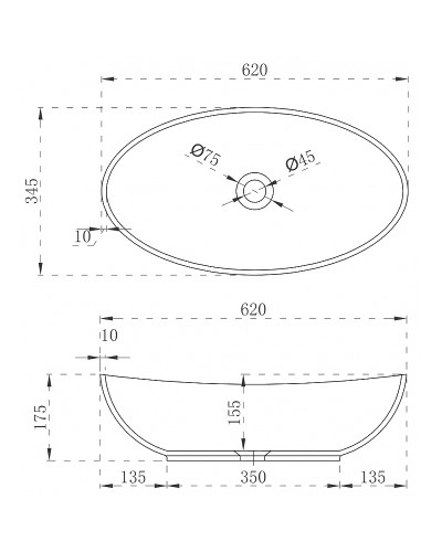 Раковина-чаша Abber Stein 62 AS2610 Белая матовая
