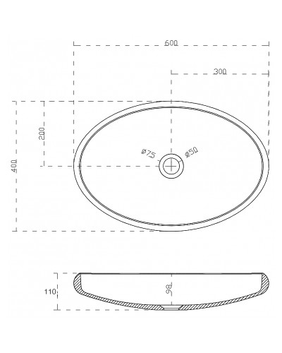 Раковина-чаша Abber Stein 60 AS2614 Белая матовая