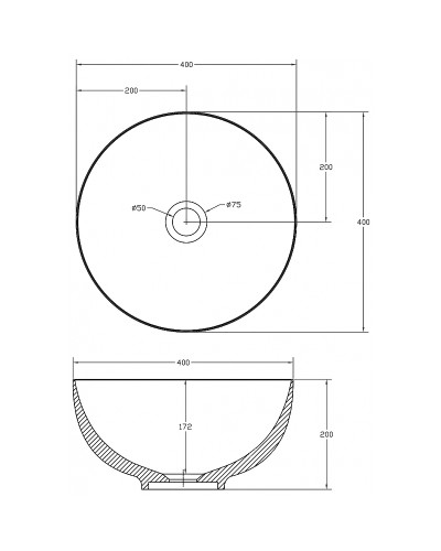 Раковина-чаша Abber Stein 40 AS2617 Белая матовая