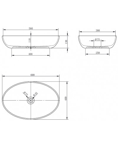 Раковина-чаша Abber Stein 60 AS2619 Белая матовая