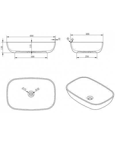 Раковина-чаша Abber Stein 60 AS2620 Белая матовая