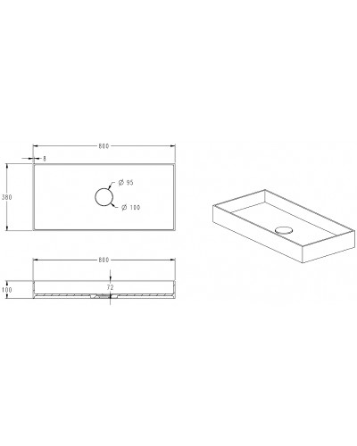 Раковина-чаша Abber Stein 80 AS2622 Белая матовая