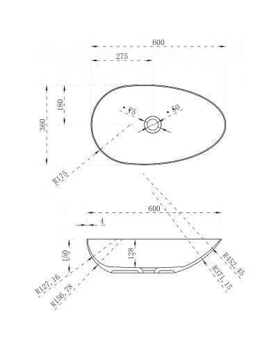 Раковина-чаша Abber Stein 60 AS2615 Белая матовая