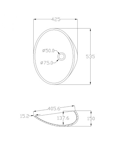 Раковина-чаша Abber Stein 54 AS2616 Белая матовая