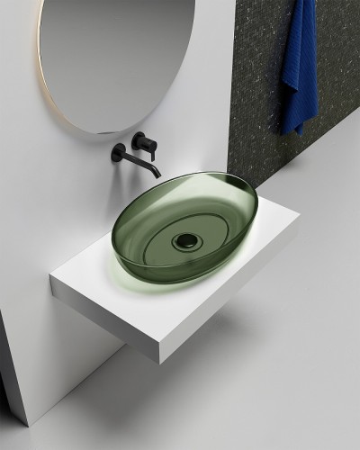 Раковина-чаша Abber Kristall 60 AT2801Vesuvian Оливковая